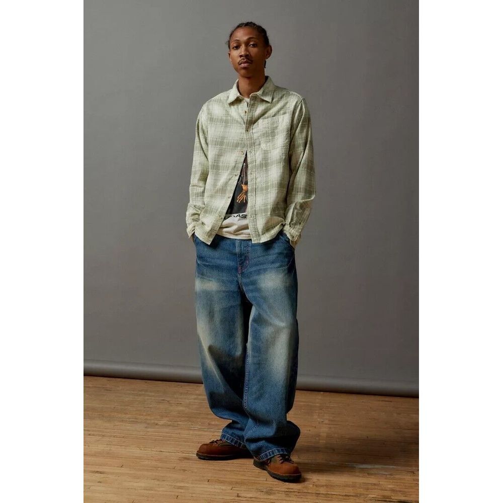 BDG Urban Outfitters Men's Evan‎ Plaid Cord Shirt Green Sz XL Soft